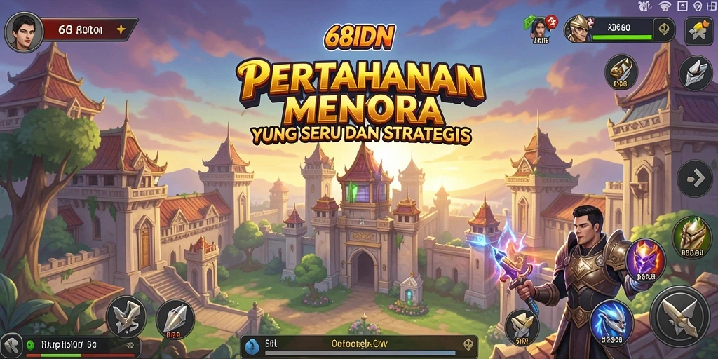 Tampilan gameplay menara dalam aksi seru di 68IDN.