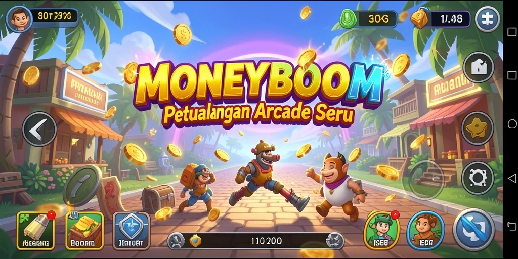 Tangkapan layar MONEYBOOM menampilkan aksi seru dalam gameplay Arcade.