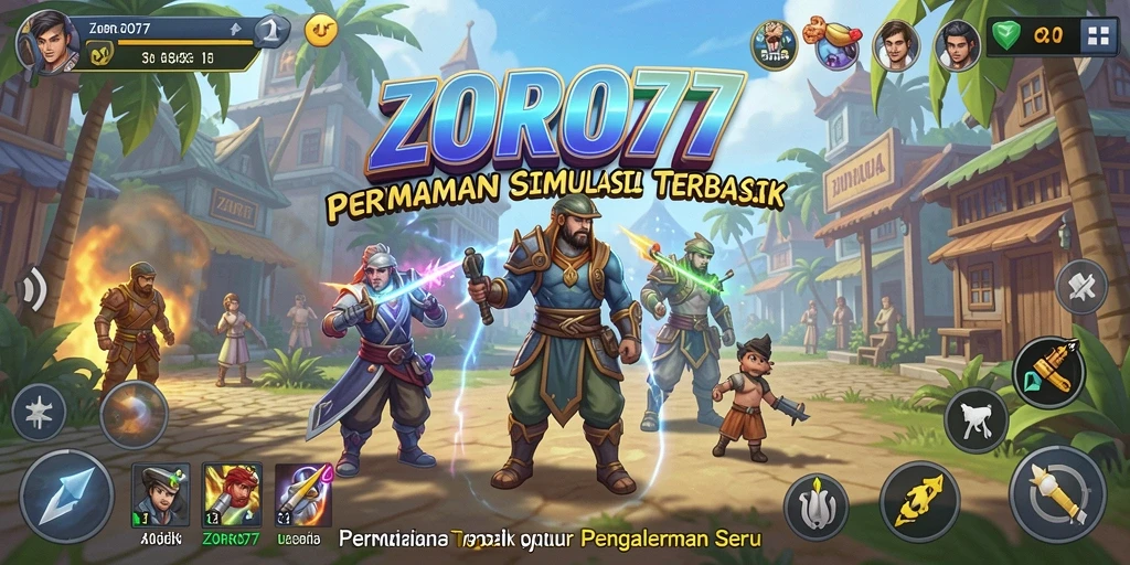 Tampilan gameplay ZORO77 yang menarik dan penuh warna.